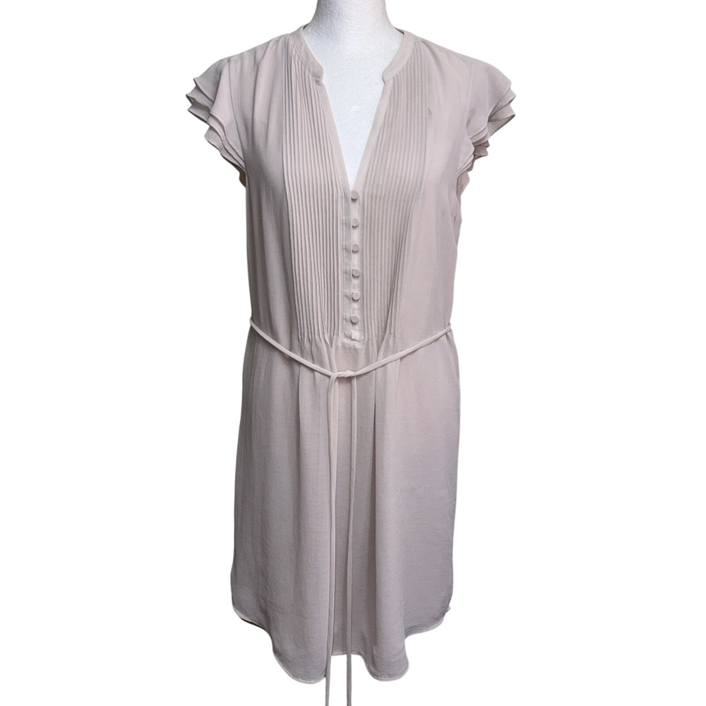 H&M Womens Dress Size 8 Blush Pastel Layered Flutter Cap Sleeve Casual Work Soft